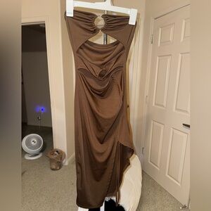 SHEIN brown cutout dress